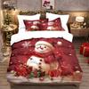 3pcs Christmas snowman red print coreless duvet cover set multi size soft bedroom bedding holiday decoration machine washable