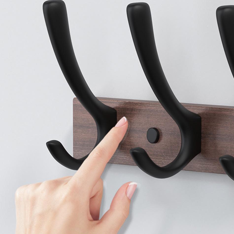 Nástěnný háček z ořechového dřeva Černá Bílá Hliník Creative 3 4 5 Řadové háčky do koupelny Kuchyňská dvířka Dekorativní držák na ručníky na ručníky