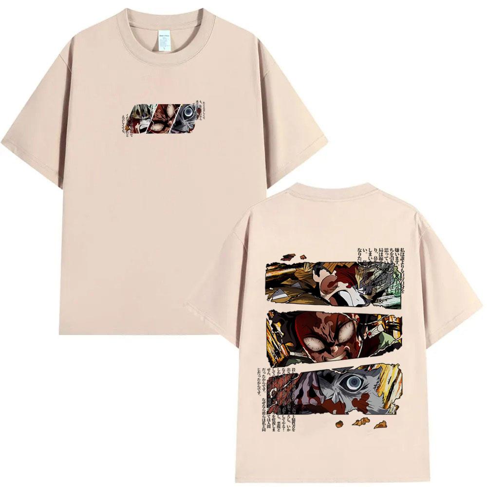 Anime Demon Slayer Agatsuma Zenitsu Kamado Tanjirou Hashibira Inosuke Graphic Tshirt Men Women Casual Vintage Oversized T Shirt