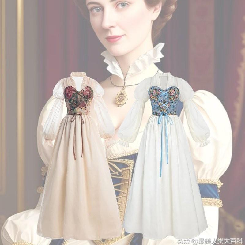 Women Skirt Renaissance Dress Festivals Cosplay Decor Costume Set Performance