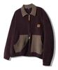 TRILLION Color Work Collar Zip-Up Knit Jacket [Purple Brown]
