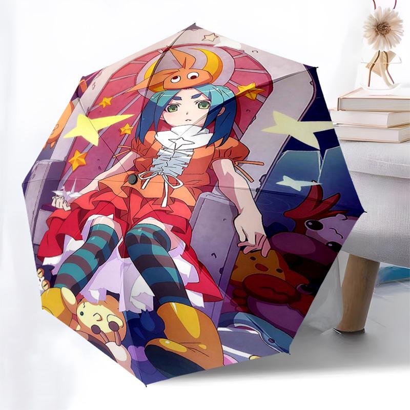 1 Stück Outdoor-Schirm mit niedlichen Anime-Charakteren - Automatisches Öffnen/Schließen, Tragbares 3-fach faltbares Design, 8-Speichen-Eisenrahmen - Perfektes Geschenk für Fans, Tr