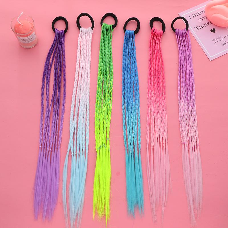 Colorful Braided Hair Ties: Jazz Dance Wig for Kids