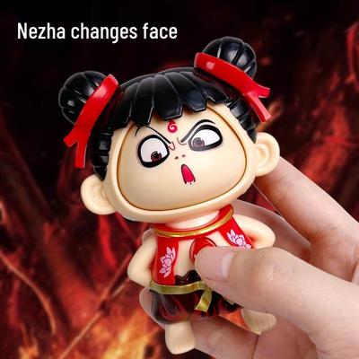 Statuetta Bambola Emoji Cambiafaccia Nezha - Divertente Ornamento Maschera e Ciondolo per Zaino