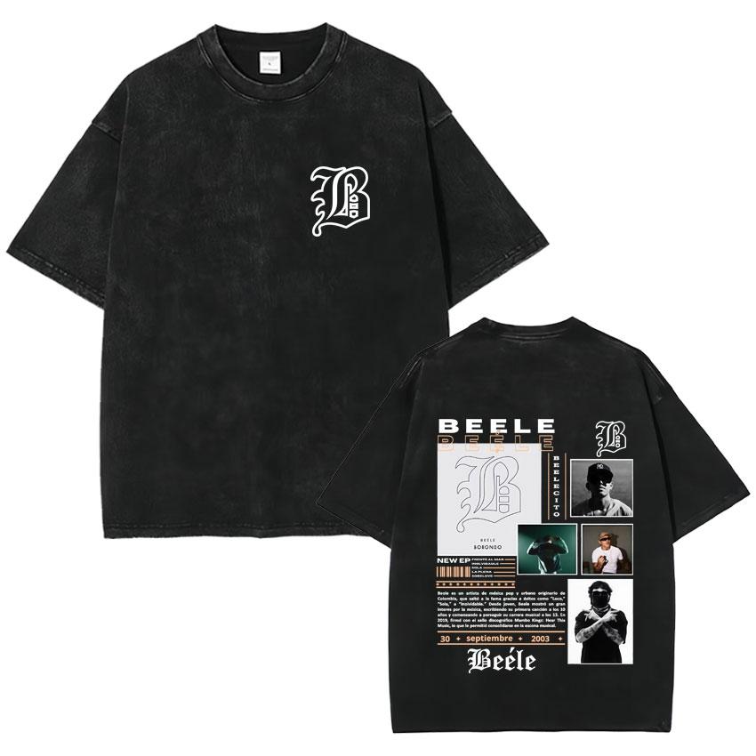Rapper Beele Harajuku Album Vintage Washed Fashion TShirt Mens Oversized Tee Shirt Cozy Crewneck Short Sleeve T Shirt Fans Gift
