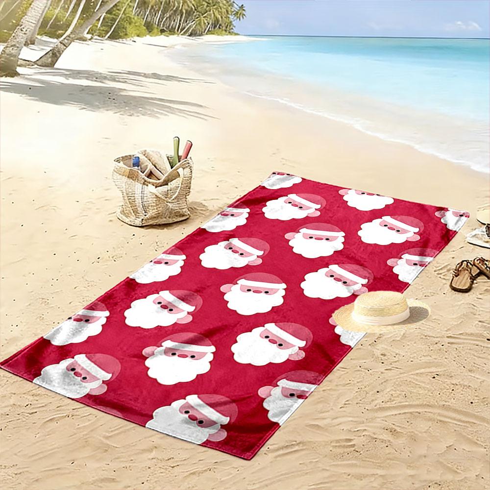 Jolly bearded holiday faces Print beach towel, quick drying, suitable for travel, outdoor sports, jogging, the beach and swimming, gift
