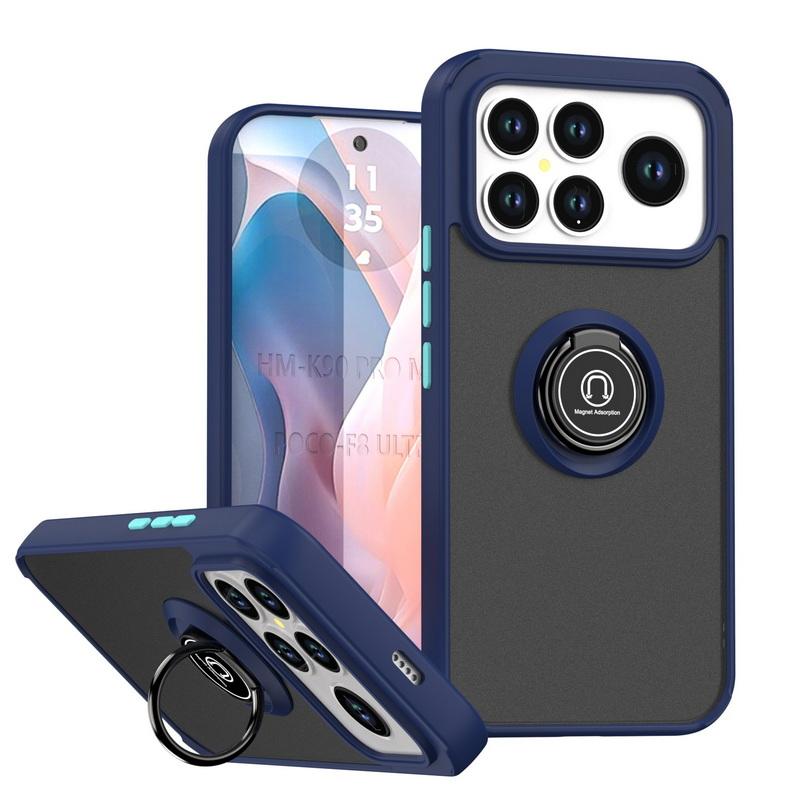 

Finger Ring Car Magnetic Kickstand Case for Poco M8 M8 Pro M7 M7 Pro F8 Ultra X7 X7 Pro X6 X6 Pro C85 C75 Clear Skin Feel Cover Poco F7 Pro темно-синього кольору