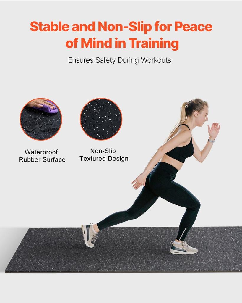 0.56" Thick Gym Floor Mats 25 Tiles Rubber Top with EVA Foam Black & White