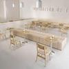 Wall-Mounted Sofa & Table Set for Milk Tea Shop with Natural Wood Style