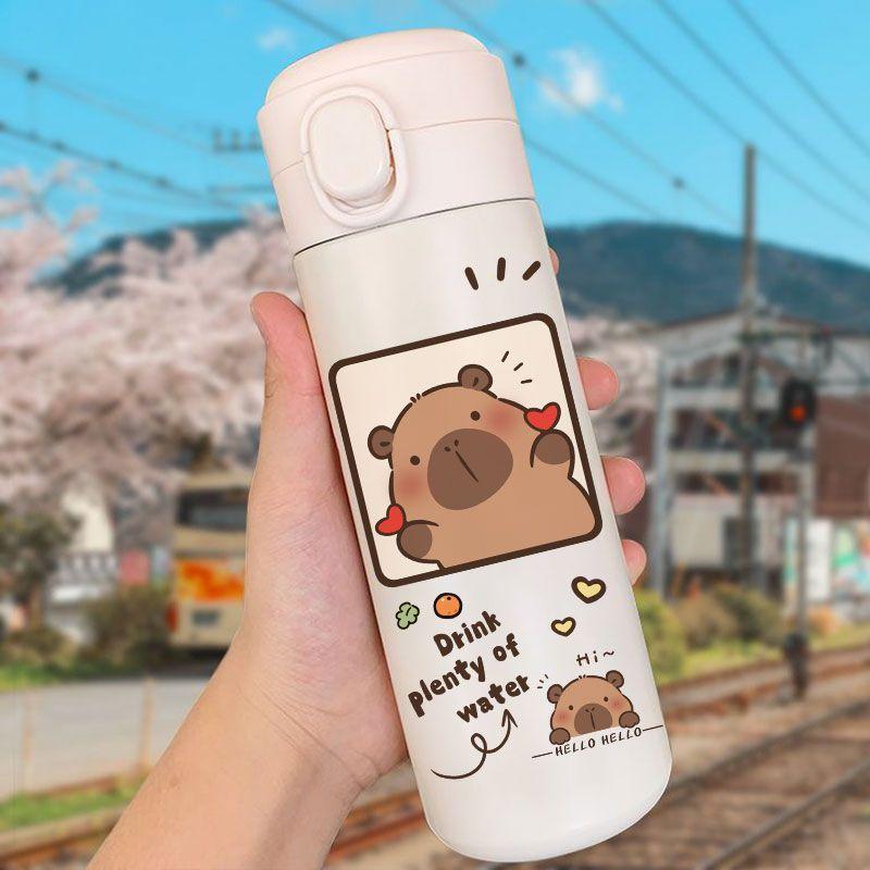 

Капибара аниме дети термокружка милый мультфильм девушка молочная кружка капибара кавайи спортивная бутылка для воды чашка кофе бутылка для воды подарок 420ml