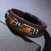 Bracelet en Cuir Ajustable Bracelet Tressé Perlé Bracelet Œil de Tigre Femmes