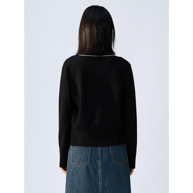 JUZUI Women's Simple Line Cardigan Knit Sweater