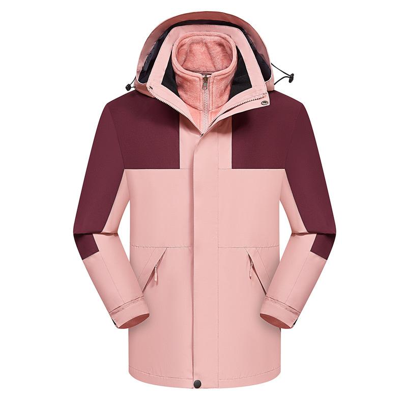 Thickened Silver Fox Velvet Three-in-one Waterproof and Windproof Camping and Mountaineering Detachable Overalls