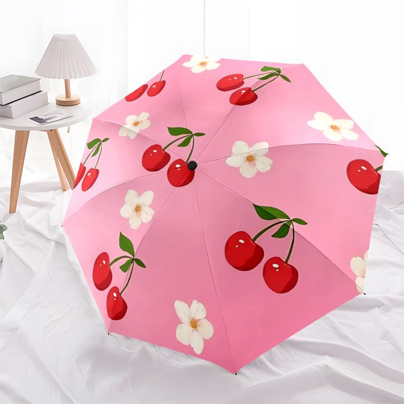 1 Stück Kirschblüten Automatisches Öffnungs-/Schließschirm, Winddicht, Kompakter Faltregenschirm mit Leichtem Design für Damen/Herren091
