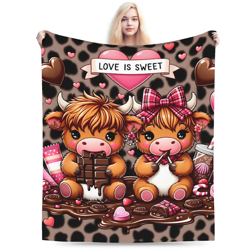 Soft Blanket Girls Boys Decorative Highland Cow Themed Throw Blanket  Flannel Bedspread For Outdoor Funny Sofa Bed Cover