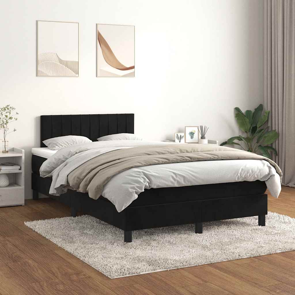 Box Spring Bed with Mattress Black 120 x 200 cm Velvet