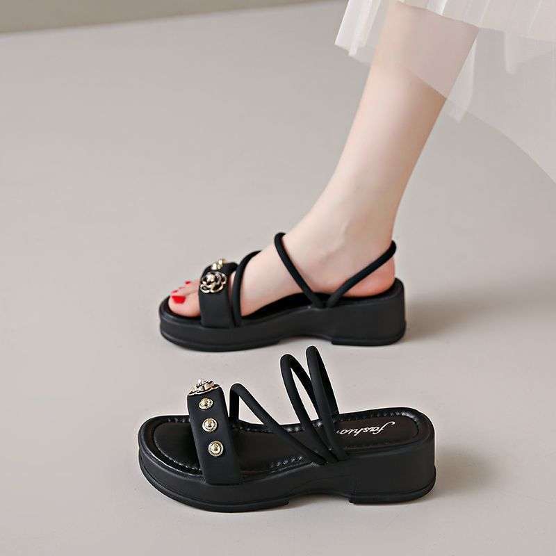 Sandals women wear new soft-soled, lightweight and non-slip two-in-one for summer wear, height-increasing fairy skirt slippers