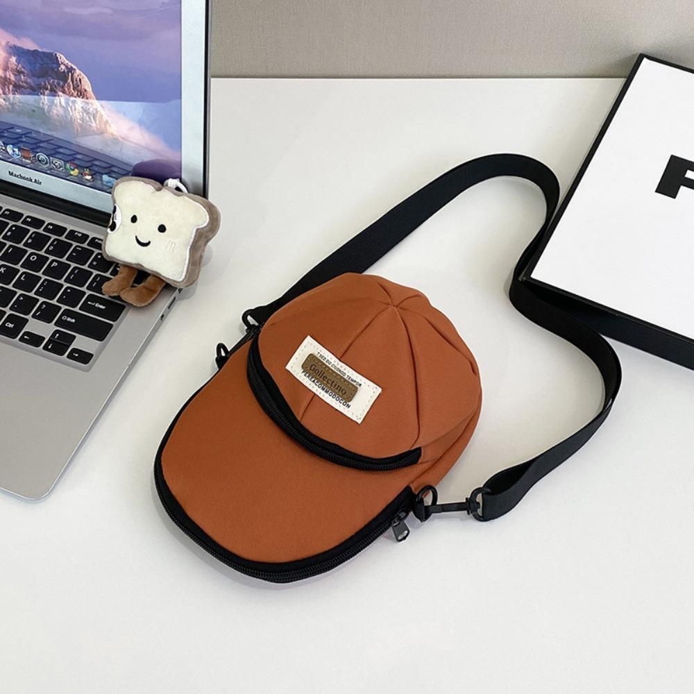 

Portable Pure Color Crossbody Bag Zipper adjustable Strap Phone Bag Individual Hat Shoulder Bag Men