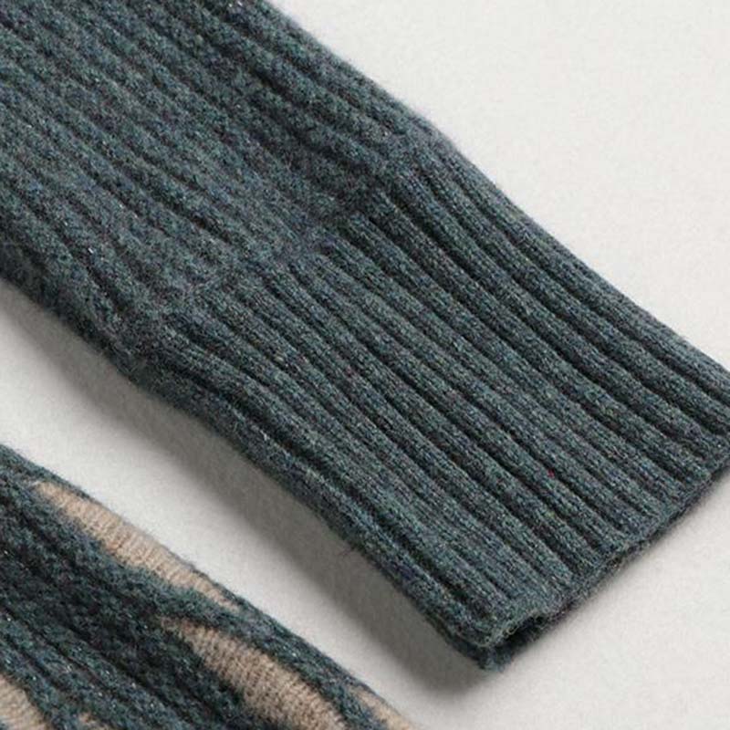 Dress for Woman Cotton Winter Warm Round Neck Long Sleeve Vintage Casual Printed Long Stretch Knit Sweater Dresses