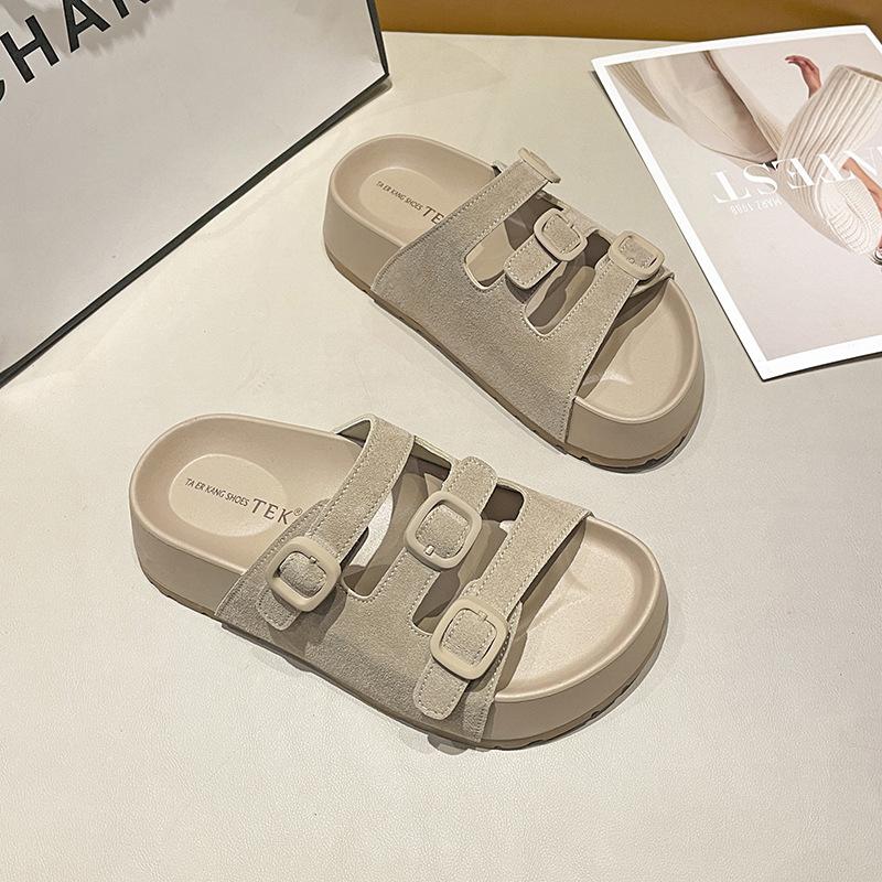 Beautiful Thick-bottomed Cool Slippers for Women's 2025 Summer New Outer Wear, High-end Sense Going Out with Skirt Slippers