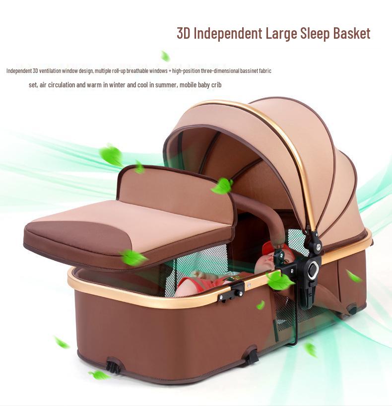 Foldable Multi-Functional High Landscape Baby Stroller: Sits and Lies Flat, Shock-Absorbing, Two-Way Design for Newborns