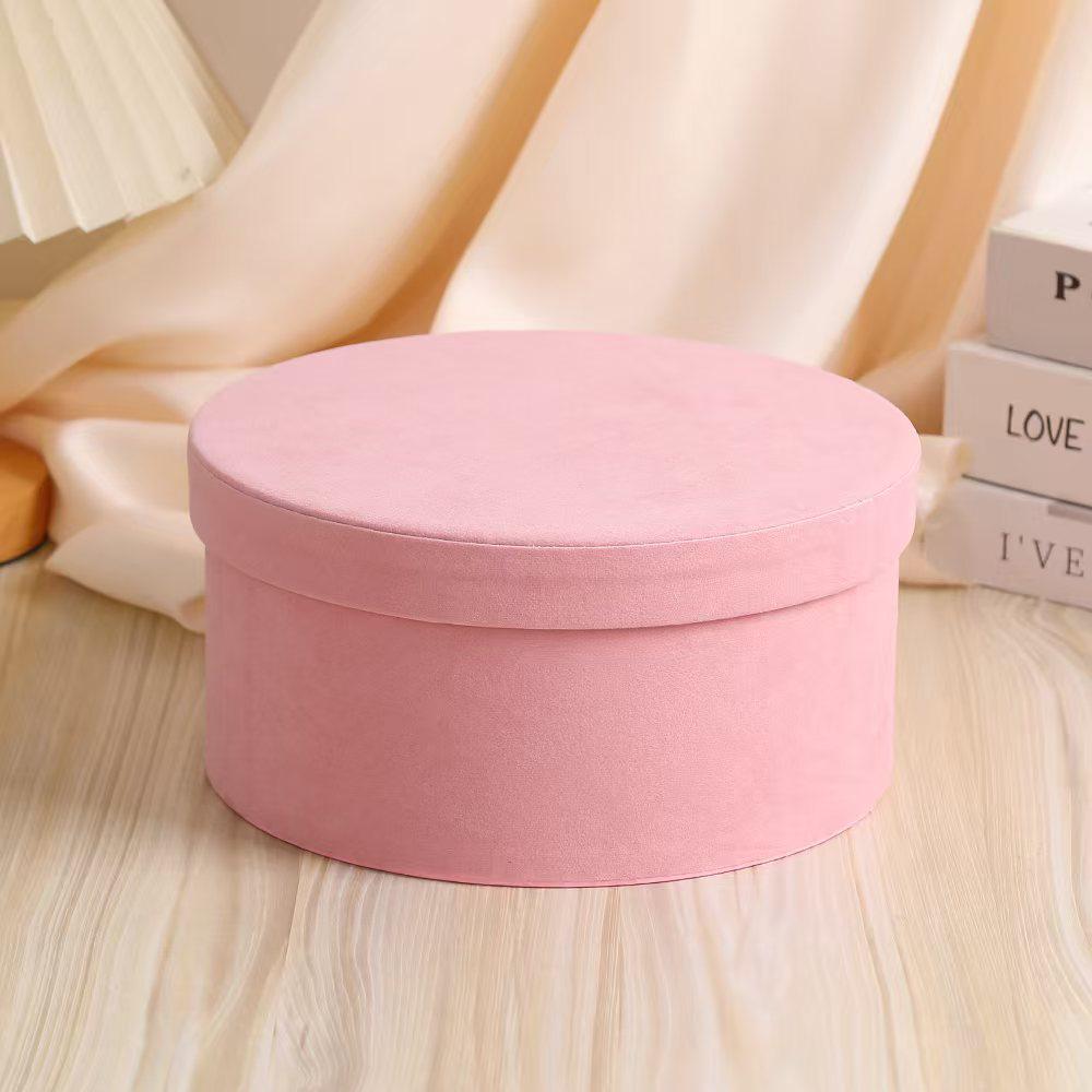 Retro Korean Velvet Round Gift Box - Black, Exquisite, and Empty