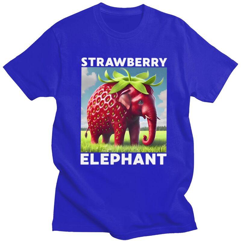 Male Strawberry Elephant Italian Brainrot T Shirt Round Neck Pure Cotton Short Sleeve TShirt Novelty Summer Tyle Clothes