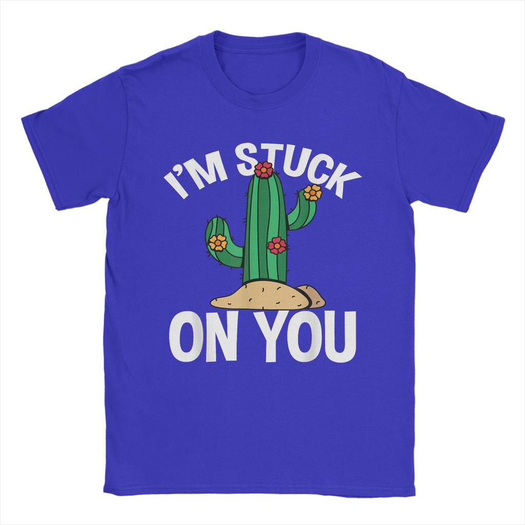 Cactus Im stuck on you Unisex T Shirt Vintage Tees Short Sleeve Crew Neck TShirts Cotton Graphic Printed Clothes