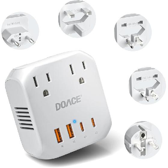 DOACE 2000W 220V to 110V Voltage Converter for European Travel, Voltage Converter US to Europe for Hair Dryers with Fast Charging Power Converter белый
