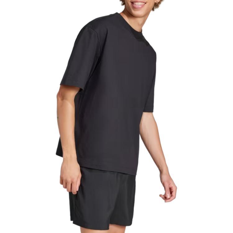 adidas Essentials T-shirt a Maniche Corte Ampia con Logo a 3 Barre Uomo Top Nero JF3615