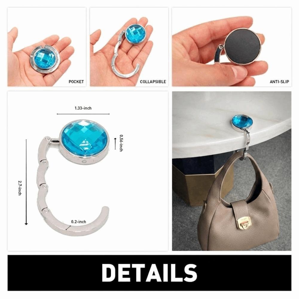 Portable Metal Handbag Hanger Space Saving Folding Foldable Bag Hook Organizer Multi-Functional Desktop Bag Hook For Desk