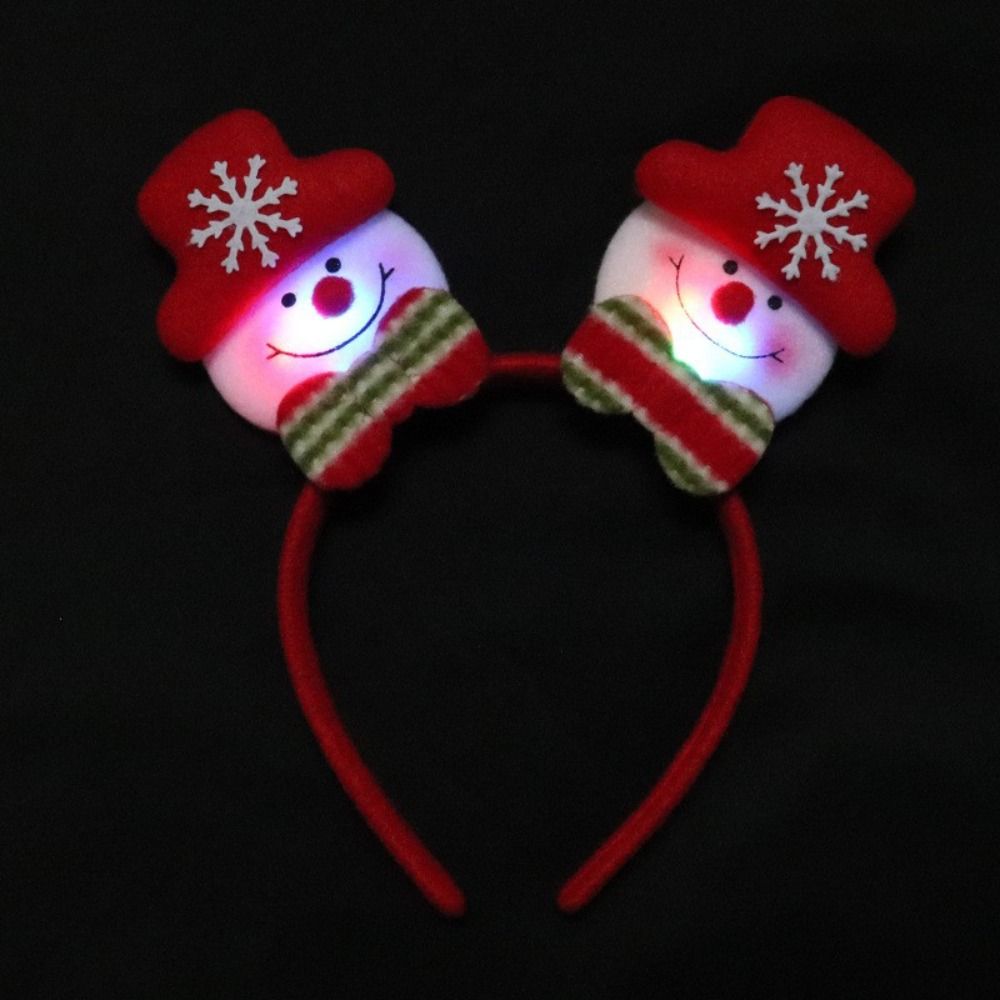 Snowman Christmas LED Headband Red Santa Hairband Snowman LED Light Headband  New Year's Eve