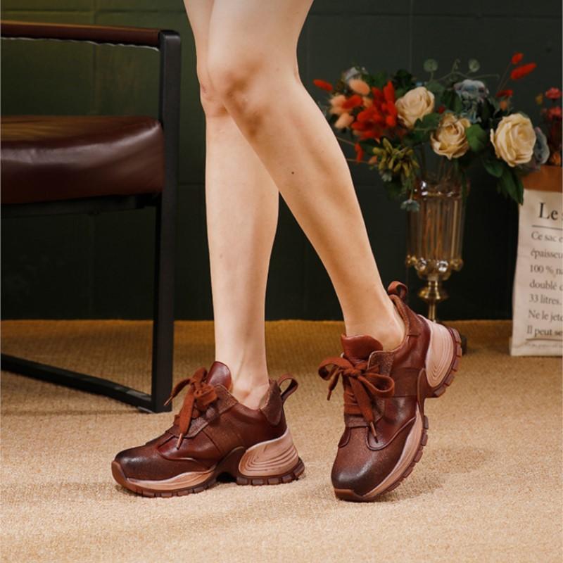 Fashion GKTINOO Genuine Leather Lace Up Casual Women's Shoes Autumn 2025 New Sports Style Flat Versatile Four Season Shoes