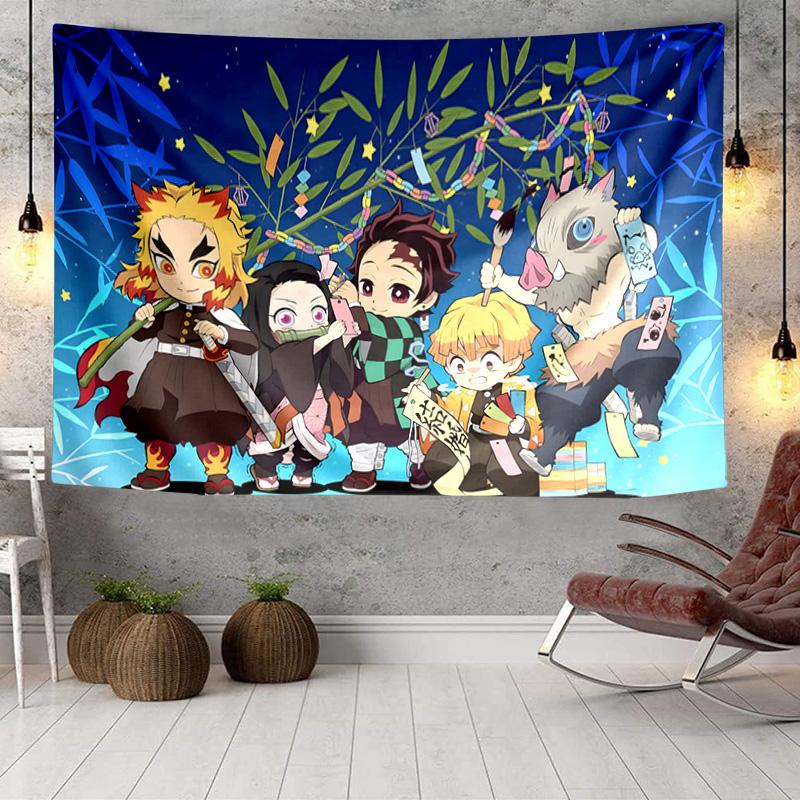 Anime Slayer Characters Tapestry, Unique Design Tapestry, Wall Decor for Bedroom,Livingroom, Playroom,Heartwarming Fan Holiday Gifts