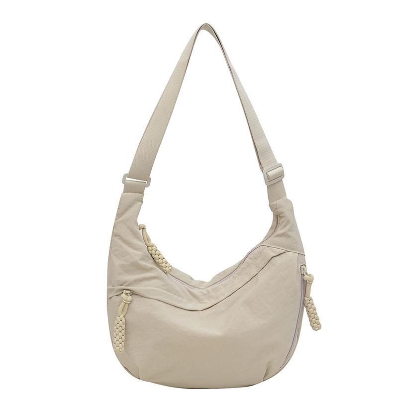 2025 Summer New Versatile Shoulder Bag Travel Messenger Bag Washed Cloth Nylon Retro Casual Lightweight Dumpling Bag