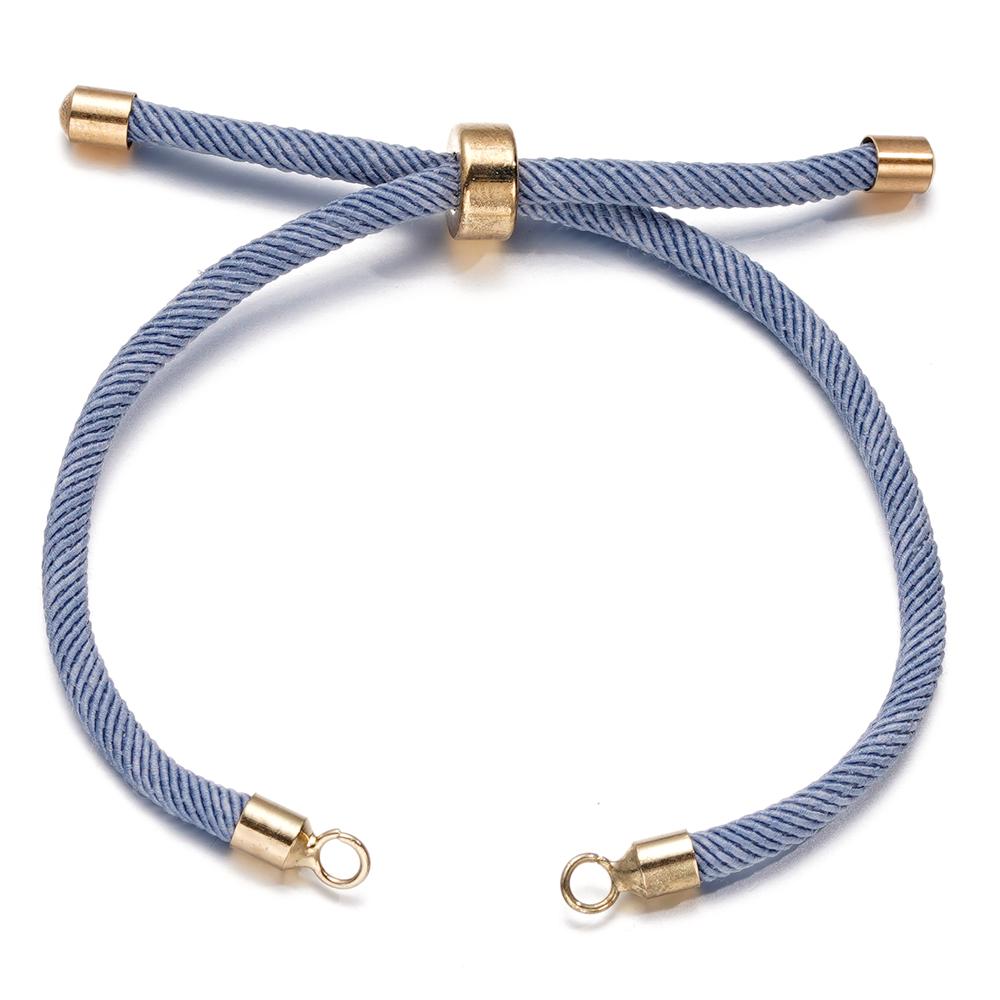 1pc Adjustable Nylon Braided Twisted Cords Slider Friendship Bracelets with Brass Cord End for Jewelry Making DIY Findings
