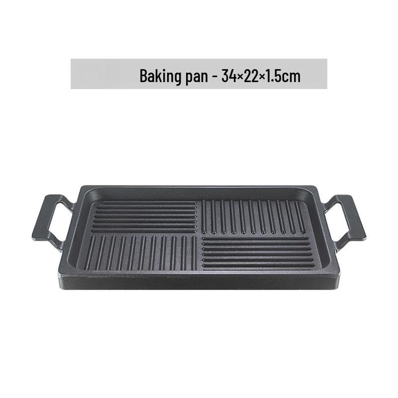 Striped Aluminum Alloy Grill Frying Pan with Lid