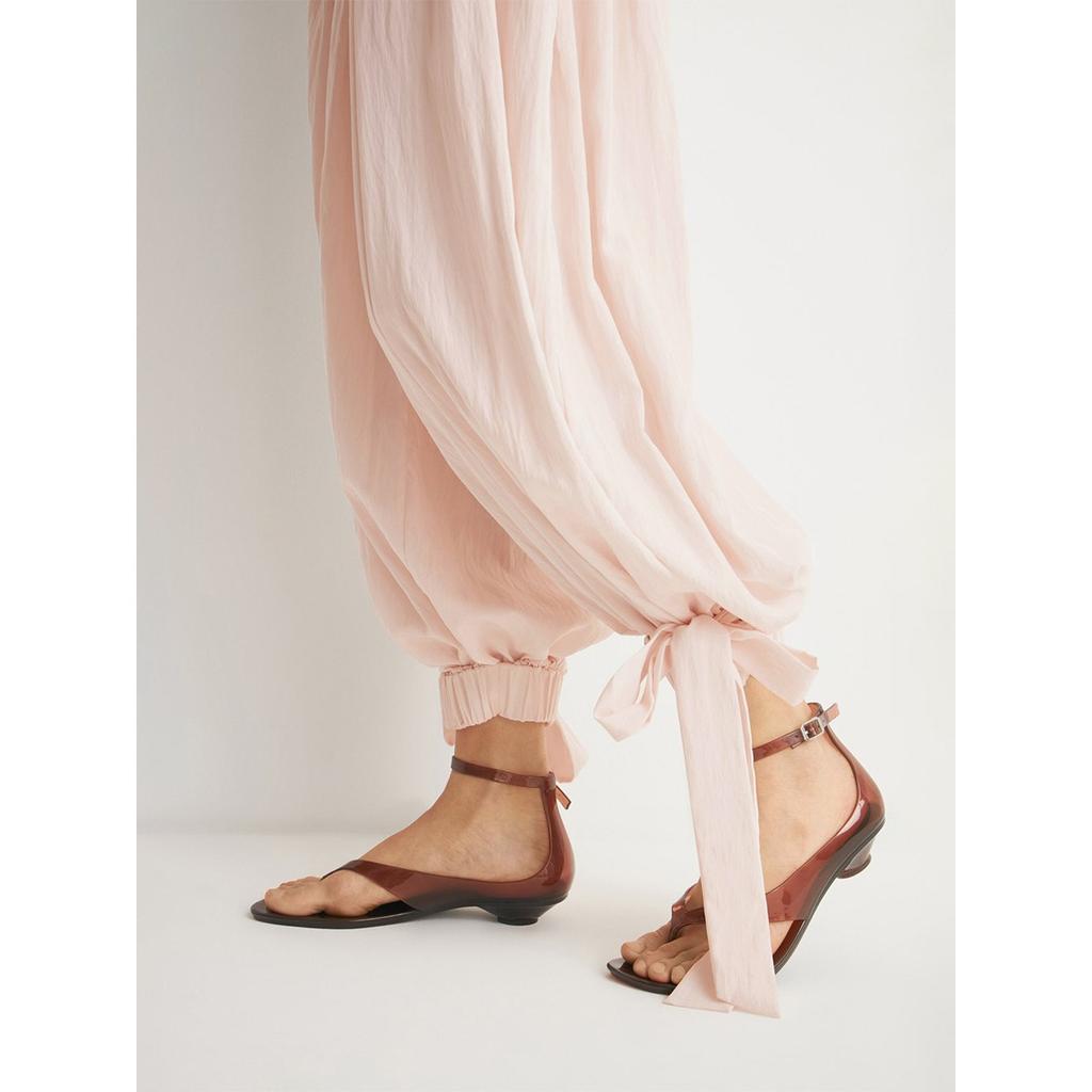 Women's Spring Summer High Waist Paper Bag Wide Leg Lantern Pants Tie Waist Loose Slimming Trousers