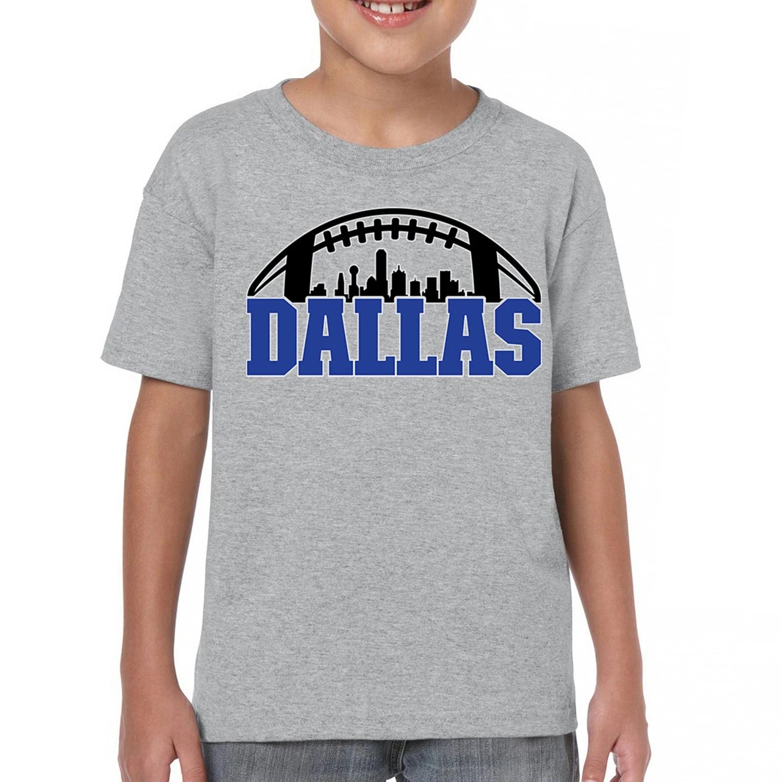 Dallas Skyline Football Youth kids boys T-Shirt Texas Fantasy Bleed Blue Game Day Kids 130