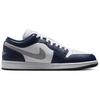 Air Jordan 1 Low Midnight Navy Men Sneakers Blue White Wolf-Grey 553558-141