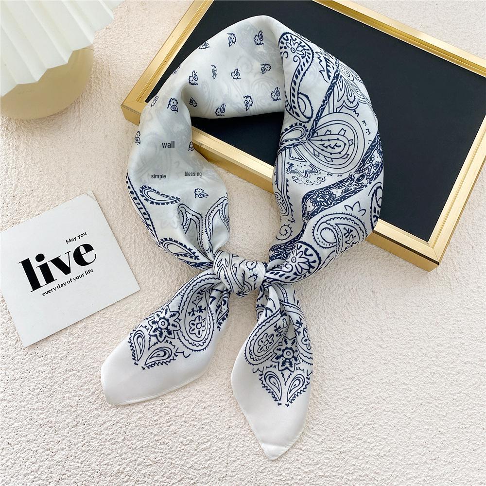 70 Silk Scarf: Small Square for Women - Lightweight Korean Fashion, Perfect for Spring, Summer, Autumn; Stylish for Flight Attendant or Neck Accessory