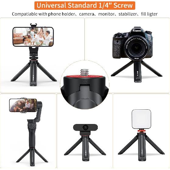 UURIG TP05 Extendable Mini Camera Tripod, Portable Selfie Stick Handle Grip Desktop Webcam Tripod with 1/4" Screw for DSLR Camera Webcam Phone Holder