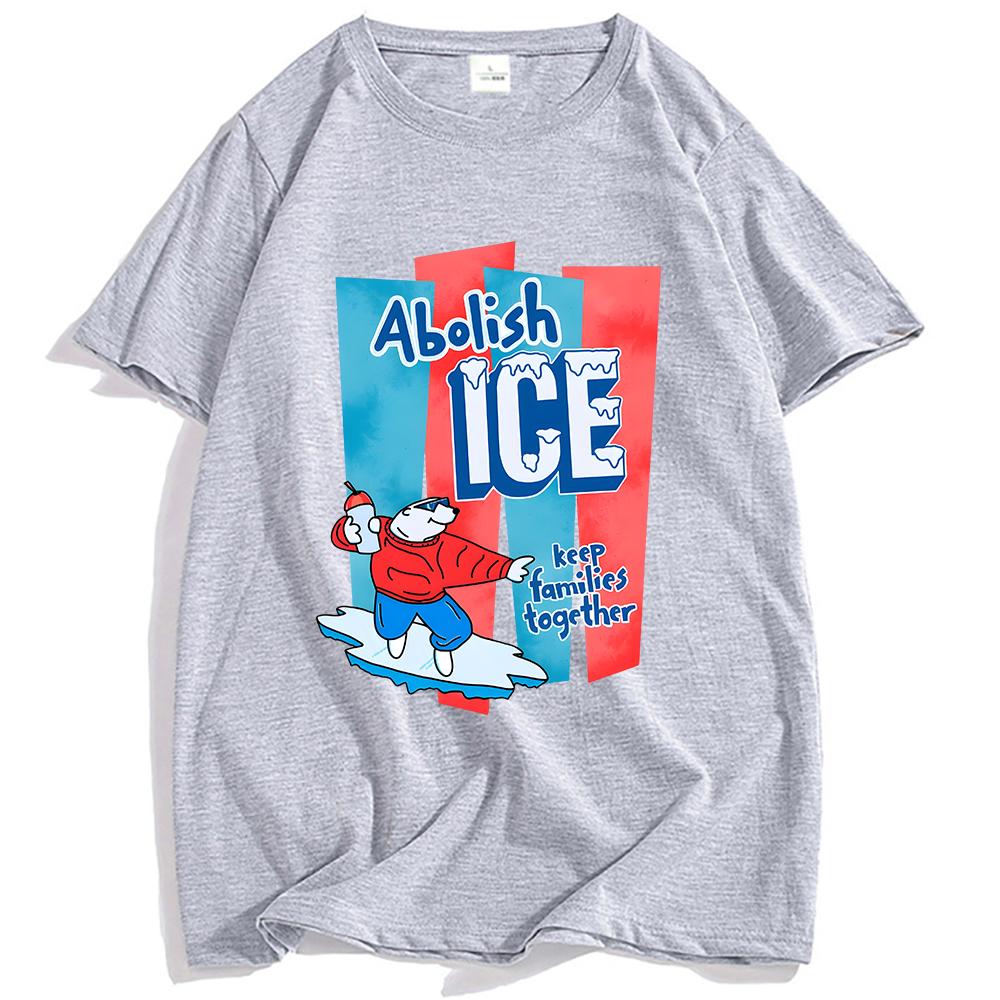 Abolish Ice America T-shirt Summer Short Sleeve Cotton Crew Neck Tshirts Unisex Tee Casual Loose Graphic Printing Tees
