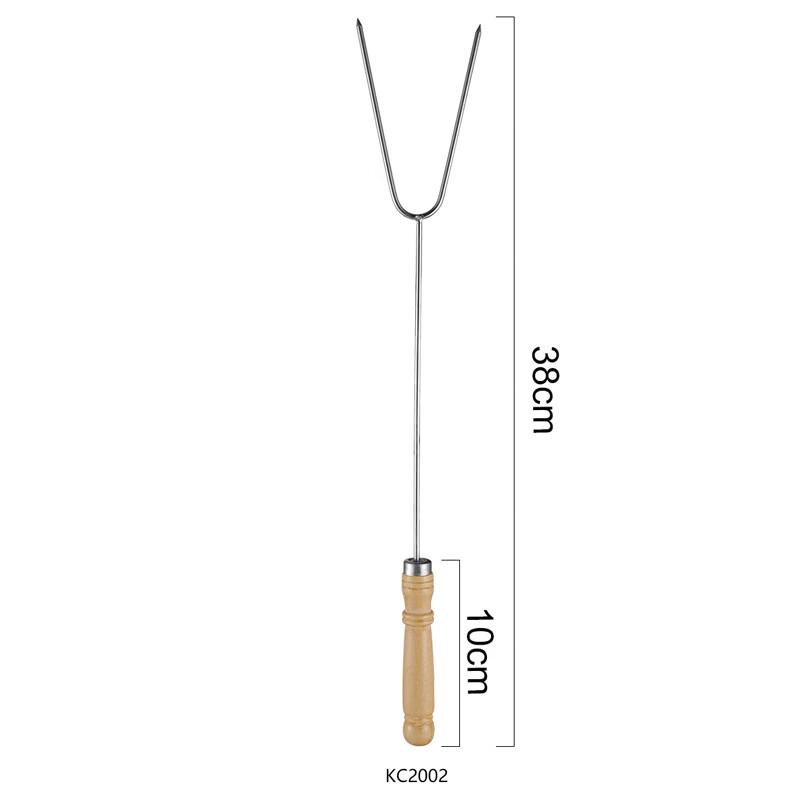 ZISIZ Wooden Handle BBQ Fork Set