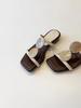 Soft Leather Version~ Niche French One-word Cool Slippers Women's Open-toed Square Head Temperament Roman Shoes Flat Beach Shoes