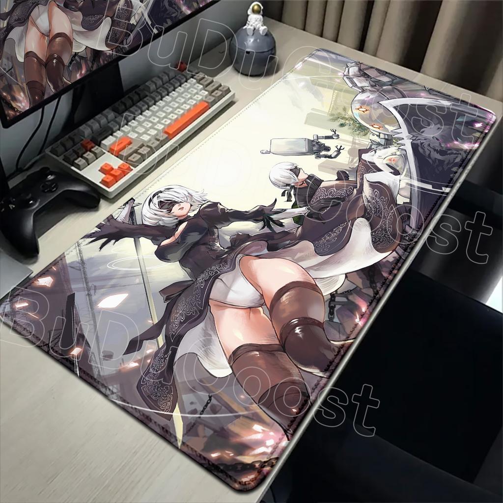 E-sports Pretty NieR:Alfombrilla de ratón Automata 2B Alfombrilla de goma grande para mesa Alfombrilla de ratón para juegos de PC Alfombrilla para escritorio de portátil Alfombrilla antideslizante para teclado de ordenador