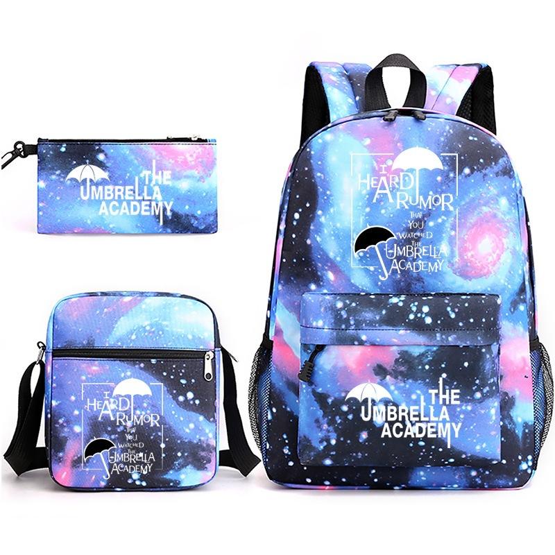 School Season Theumbrellaacademy School Bag 3-Piece Pencil Case + Shoulder Bag + Backpack