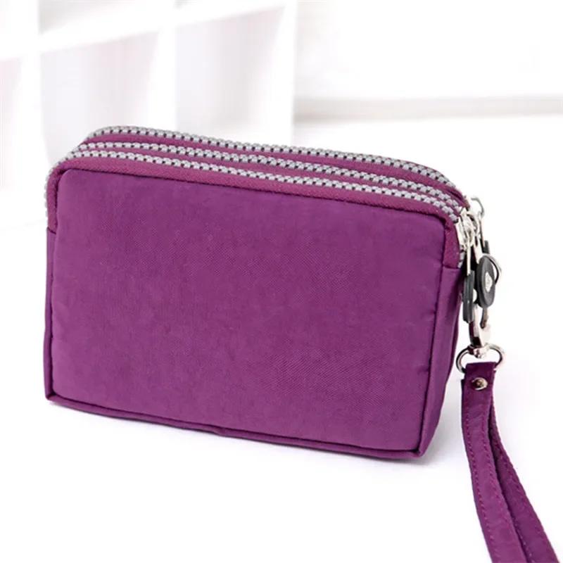 New Washed Denim Women's Three Zipper Coin Purse,Makeup Bag,Phone Bag,Hand-Held Portable Bag