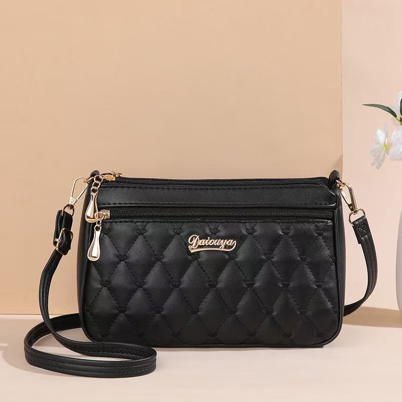 

Bag women s large-capacity soft leather women s one-shoulder oblique span mother bag women s leisure shopping bag small bag 25X16X7cm чёрный