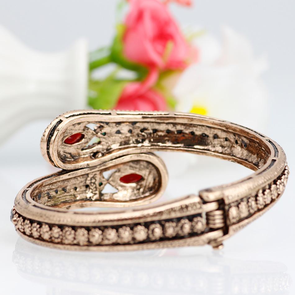 Prachtige Turkse Rode Hars Retro Armband Vintage Manchet Armband voor Vrouwen Antiek Gouden Kleur Boho Bruiloft Sieraden Lente Opening